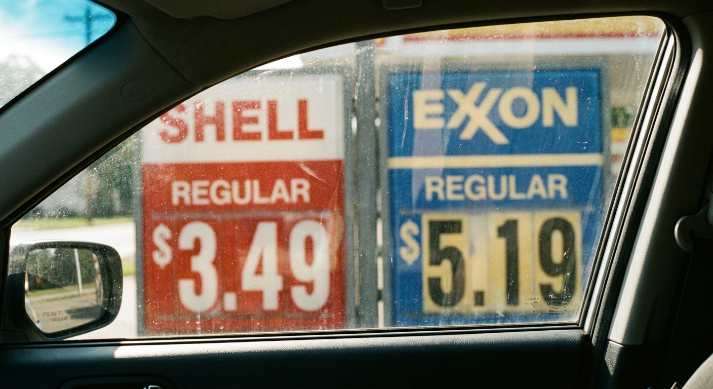 Illustration for section: Same gas, two dollars apart.